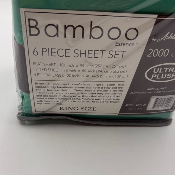 Ashley Taylor- Bamboo- 6-Piece King Sheet Set in Green - Picture 3 of 3